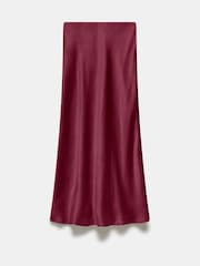 Mint Velvet Red Satin Slip Midi Skirt - Image 8 of 8
