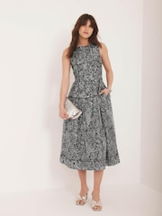 Mint Velvet Blue Floral Print Drop Waist Midi Dress - Image 2 of 8