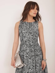 Mint Velvet Blue Floral Print Drop Waist Midi Dress - Image 6 of 8