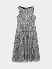 Mint Velvet Blue Floral Print Drop Waist Midi Dress - Image 7 of 8