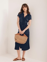 Mint Velvet Blue Utility Midi Dress - Image 4 of 8
