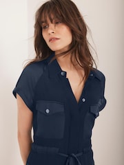 Mint Velvet Blue Utility Midi Dress - Image 6 of 8