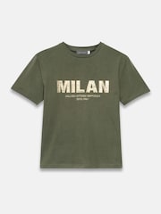 Mint Velvet Green Foil Milan Graphic Print T-Shirt - Image 6 of 7