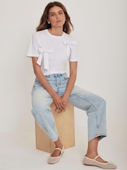 Mint Velvet White Bow Detail T-Shirt - Image 3 of 8