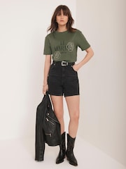 Mint Velvet Green Graphic Print Slogan T-Shirt - Image 4 of 7