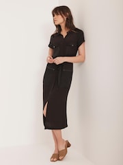 Mint Velvet Brown Utility Midi Dress - Image 2 of 8