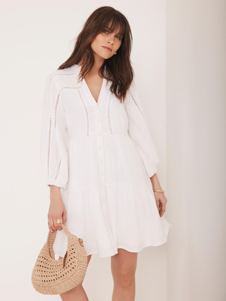 Mint Velvet White Mini Cotton Boho Dress - Image 1 of 7