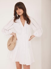 Mint Velvet White Mini Cotton Boho Dress - Image 2 of 7