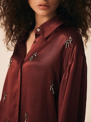 Mint Velvet Red Embellished Shirt - Image 4 of 7