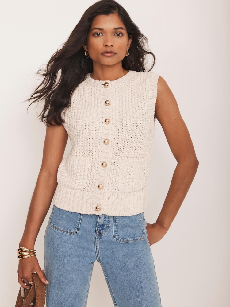 Buy Mint Velvet Natural Chunky Knit Waistcoat from Next India