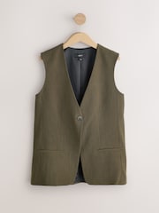 Khaki Green Crosshatch Waistcoat Blazer - Image 5 of 7