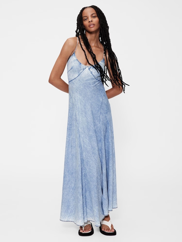GapStudio Blue Draped Denim Slip Maxi Dress - Image 2 of 8 GapStudio Blue Draped Denim Slip Maxi Dress - Image 2 of 8