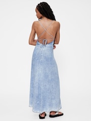 GapStudio Blue Draped Denim Slip Maxi Dress - Image 3 of 8