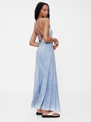 GapStudio Blue Draped Denim Slip Maxi Dress - Image 4 of 8
