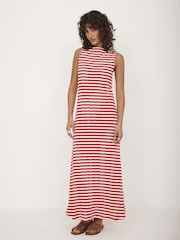 Mint Velvet Red Striped Jersey Maxi Dress - Image 5 of 8