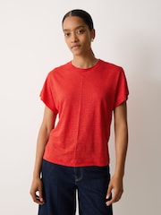 Jigsaw Red Linen Drape Sleeve Top - Image 1 of 4