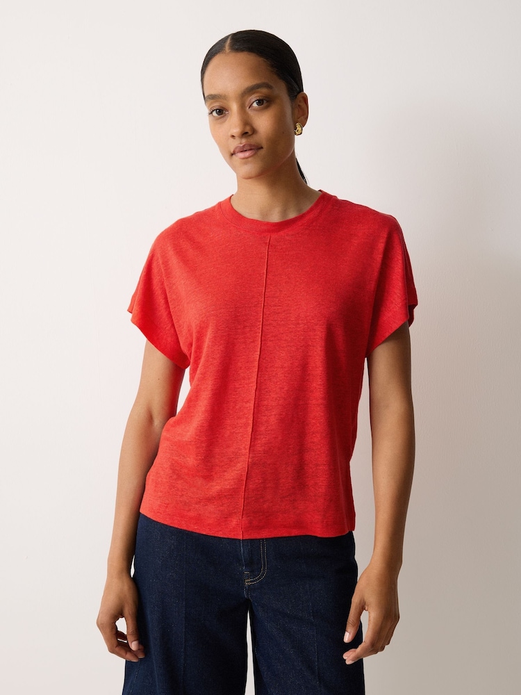 Jigsaw Red Linen Drape Sleeve Top - Image 1 of 4