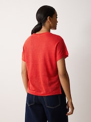 Jigsaw Red Linen Drape Sleeve Top - Image 2 of 4