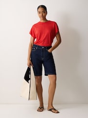 Jigsaw Red Linen Drape Sleeve Top - Image 4 of 4