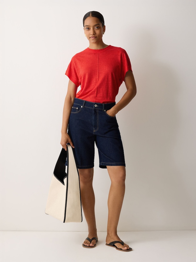 Jigsaw Red Linen Drape Sleeve Top - Image 4 of 4