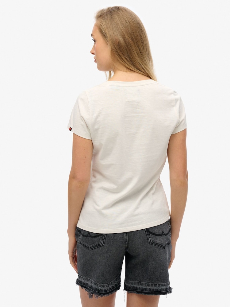 Superdry White Lo-Fi Biker Scoop Neck T-Shirt - Image 2 of 6