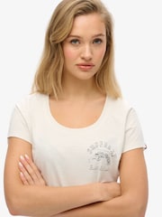 Superdry White Lo-Fi Biker Scoop Neck T-Shirt - Image 3 of 6