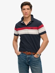 Polo Superdry de malha Stripe leve - Imagem 1 de 5