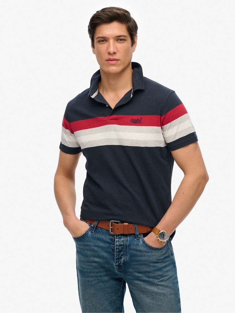 Polo Superdry de malha Stripe leve - Imagem 1 de 5