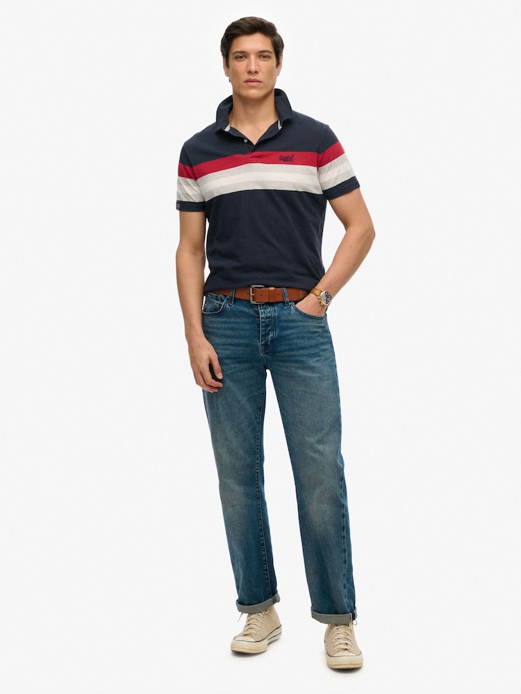 Polo Superdry de malha Stripe leve - Imagem 2 de 5