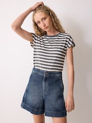 Jigsaw Blue Finton Denim Seam Detail Shorts - Image 1 of 5