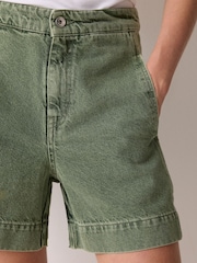 Jigsaw Green Finton Denim Seam Detail Shorts - Image 2 of 5