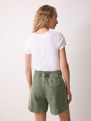 Jigsaw Green Finton Denim Seam Detail Shorts - Image 4 of 5