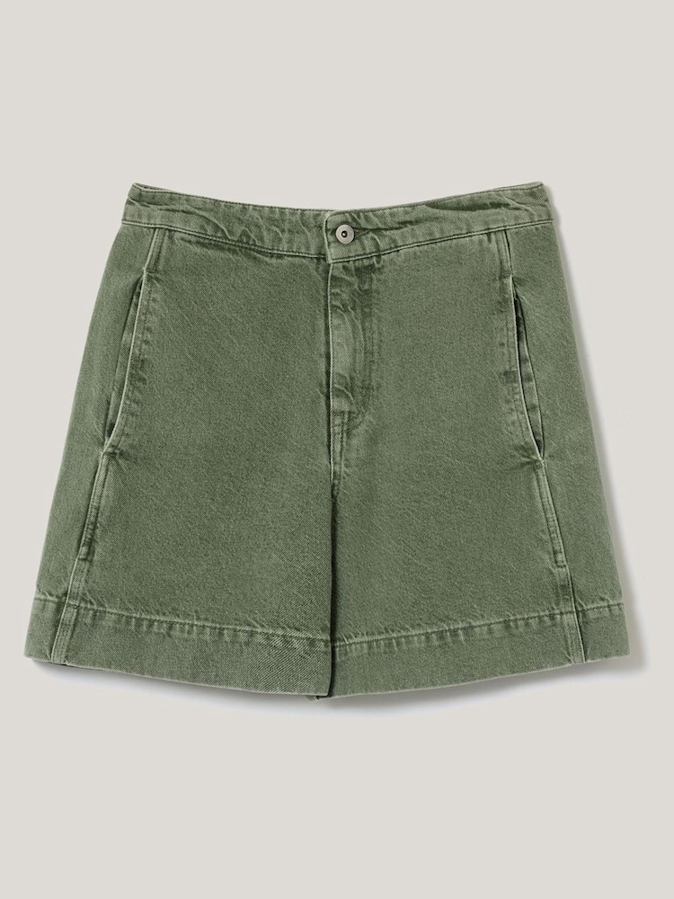 Jigsaw Green Finton Denim Seam Detail Shorts - Image 5 of 5