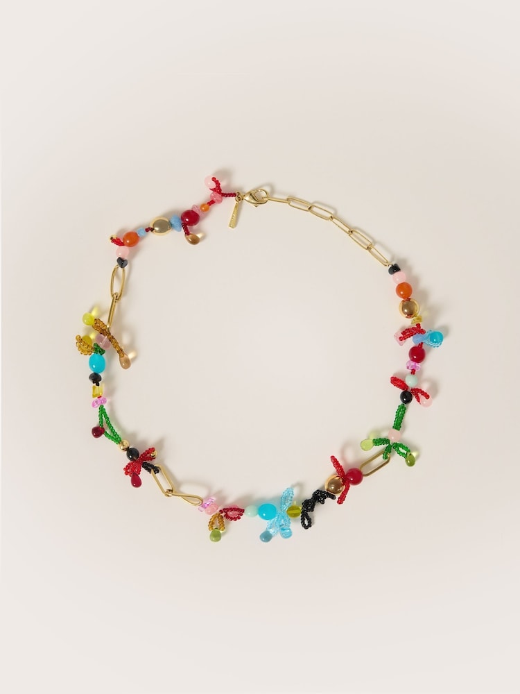 Jigsaw Gold Tone Playful Ditsy Bead Necklace - Image 1 of 4