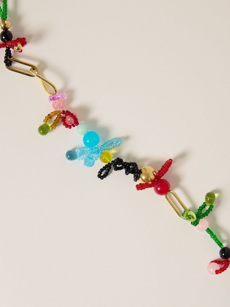 Jigsaw Gold Tone Playful Ditsy Bead Necklace - Image 2 of 4