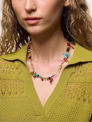 Jigsaw Gold Tone Playful Ditsy Bead Necklace - Image 4 of 4
