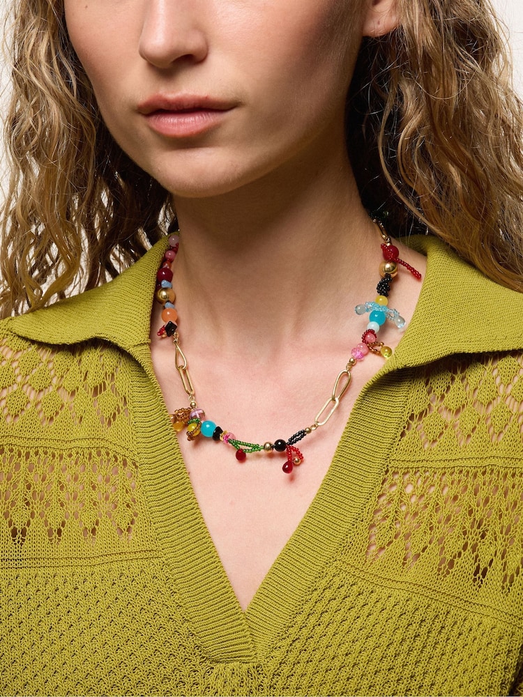 Jigsaw Gold Tone Playful Ditsy Bead Necklace - Image 4 of 4