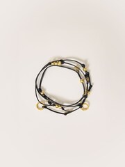 Jigsaw Gold Tone Leather Trinkets Long Necklace - Image 1 of 7