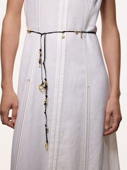 Jigsaw Gold Tone Leather Trinkets Long Necklace - Image 7 of 7