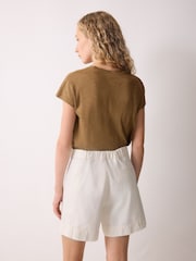 Jigsaw Cream Finton Denim Seam Detail Shorts - Image 2 of 6