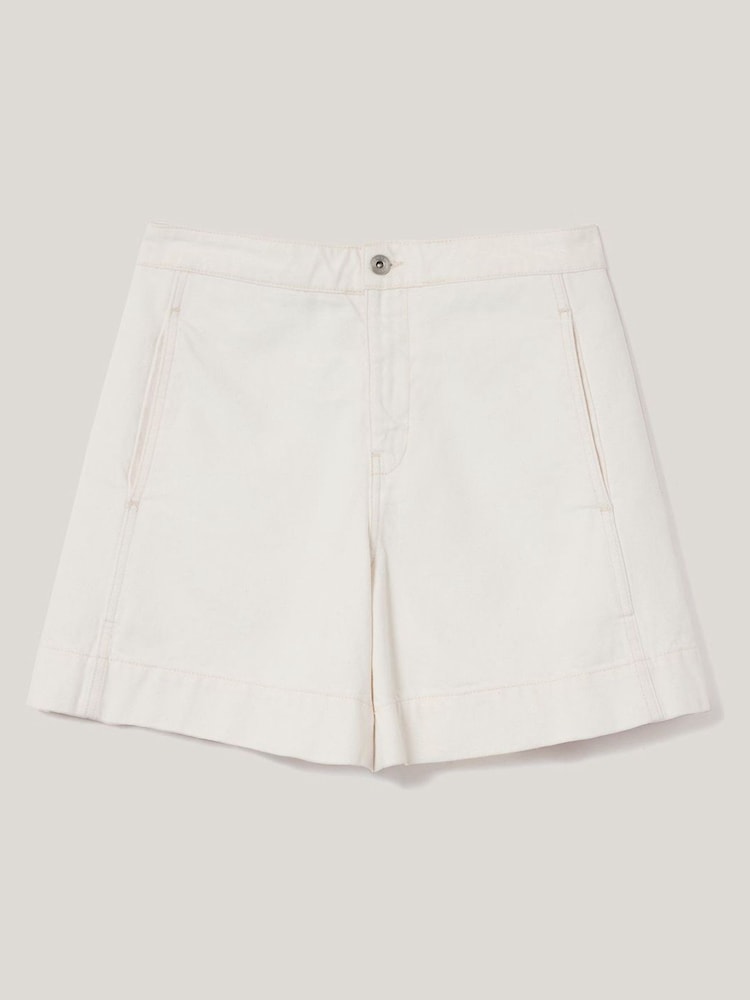 Jigsaw Cream Finton Denim Seam Detail Shorts - Image 6 of 6