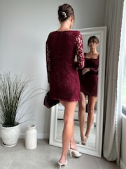 Style Cheat Red Rita Square Neck Mini Dress - Image 3 of 4