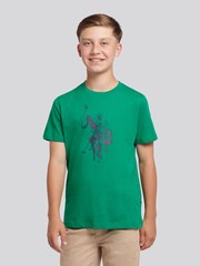 U.S. Polo Assn Green Double Horsemen Graphic Print T-Shirt - Image 1 of 9