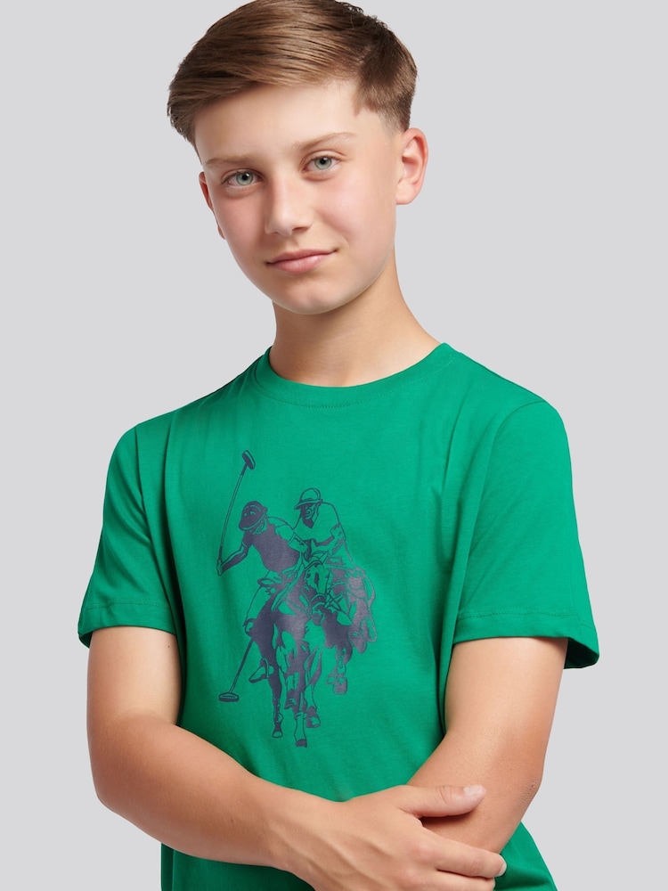 U.S. Polo Assn Green Double Horsemen Graphic Print T-Shirt - Image 2 of 9