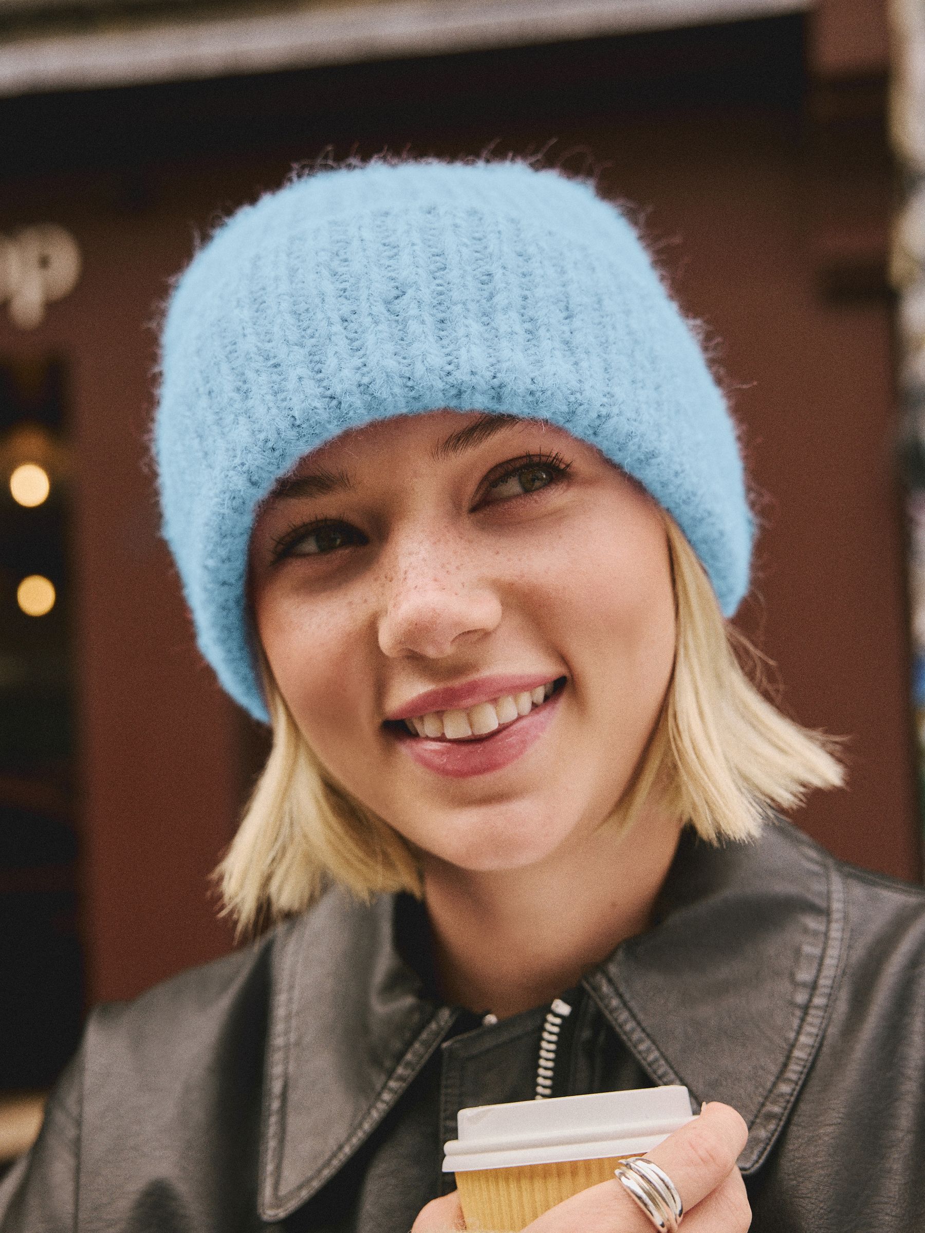 Buy Light Blue Ribbed Beanie Containing Wool Hat from Next Canada