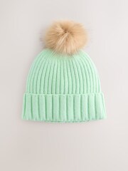 Spearmint Rib Knit Pom Hat - Image 1 of 3