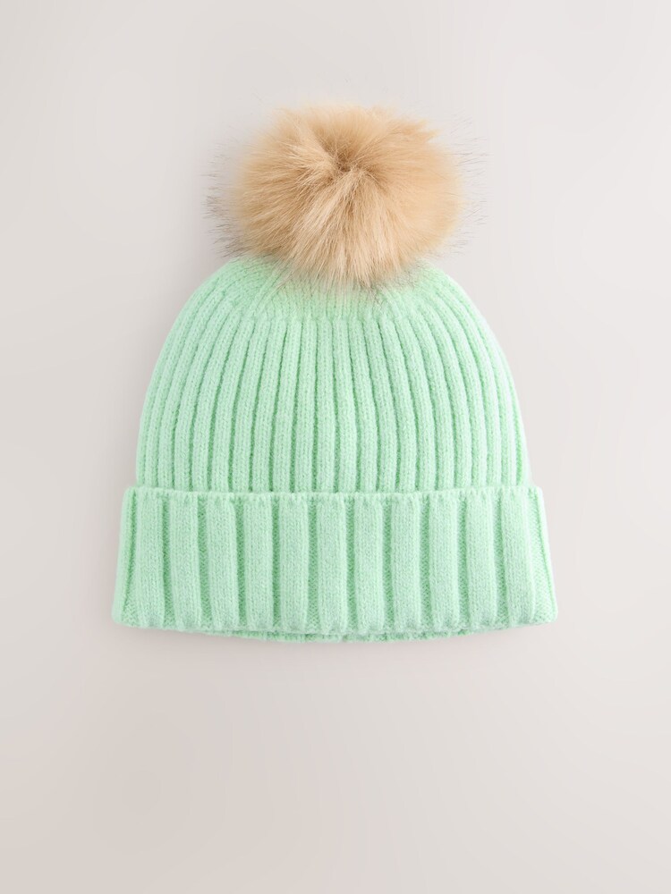 Spearmint Rib Knit Pom Hat - Image 1 of 3