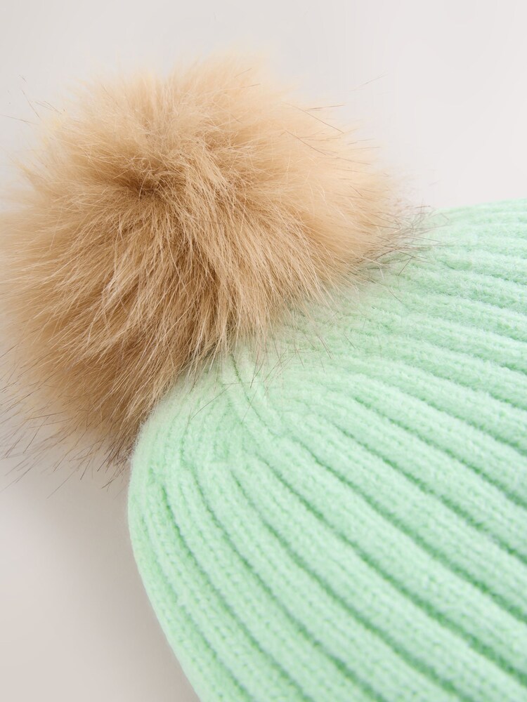 Spearmint Rib Knit Pom Hat - Image 3 of 3