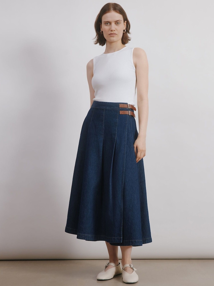 Albaray Blue Denim Kilt Skirt - Image 1 of 4