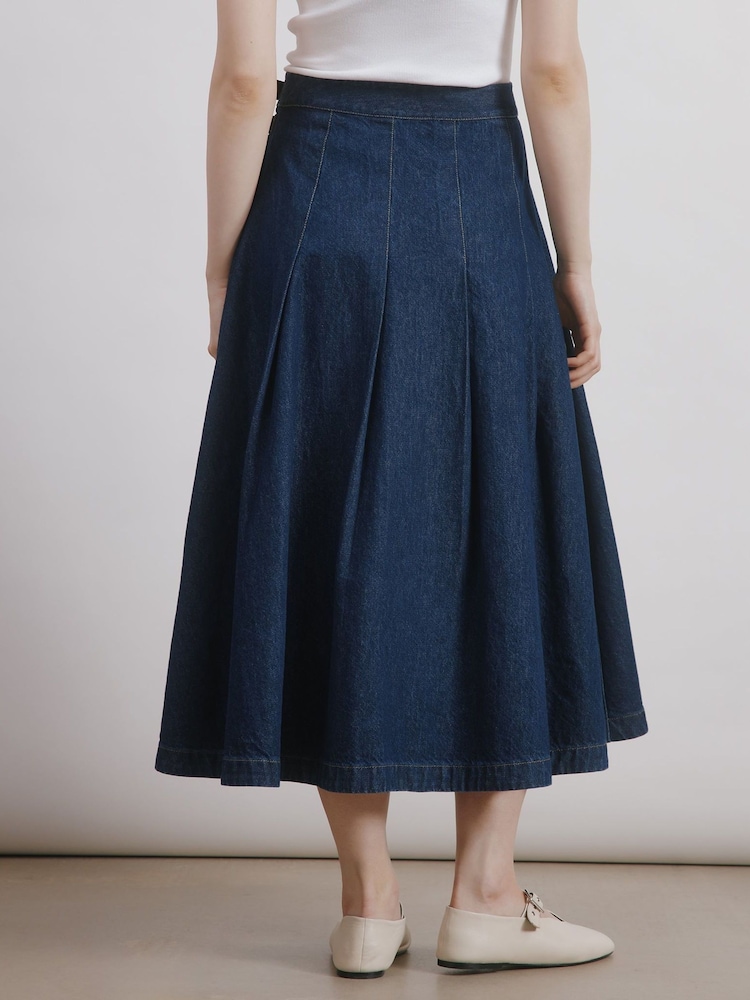 Albaray Blue Denim Kilt Skirt - Image 2 of 4